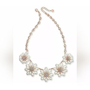 Charter Club rose-gold crystal & imitation pearl flower statement necklace